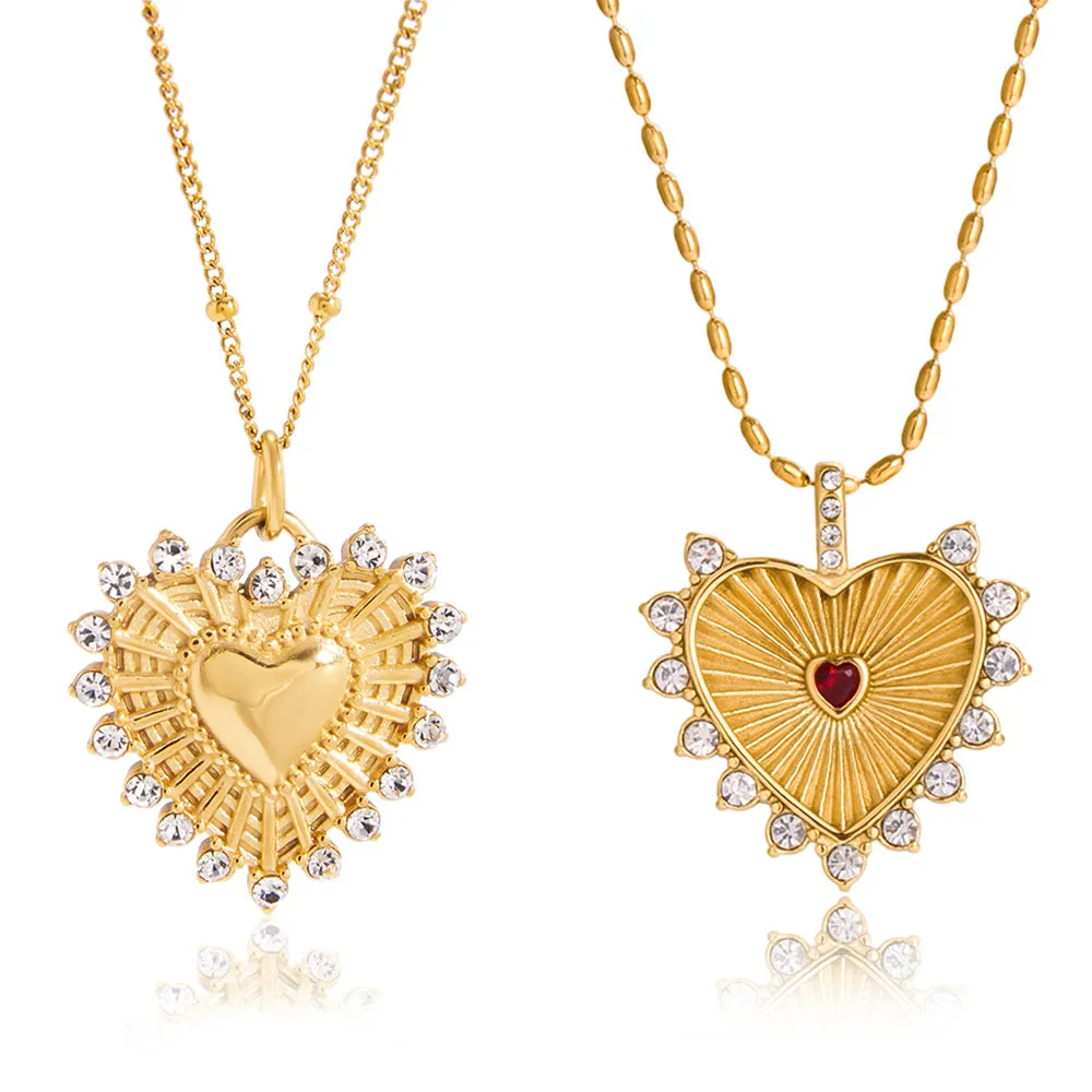 European Heart Pendant Necklace for Women | 316 Stainless Steel | PVD 18K Gold P