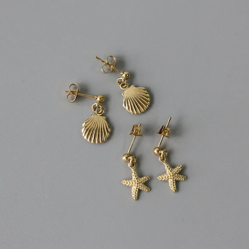 sea shell and sea star earrings