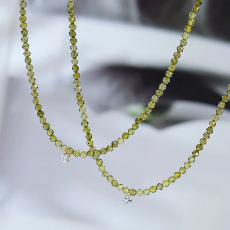 Green zirconia bead necklace