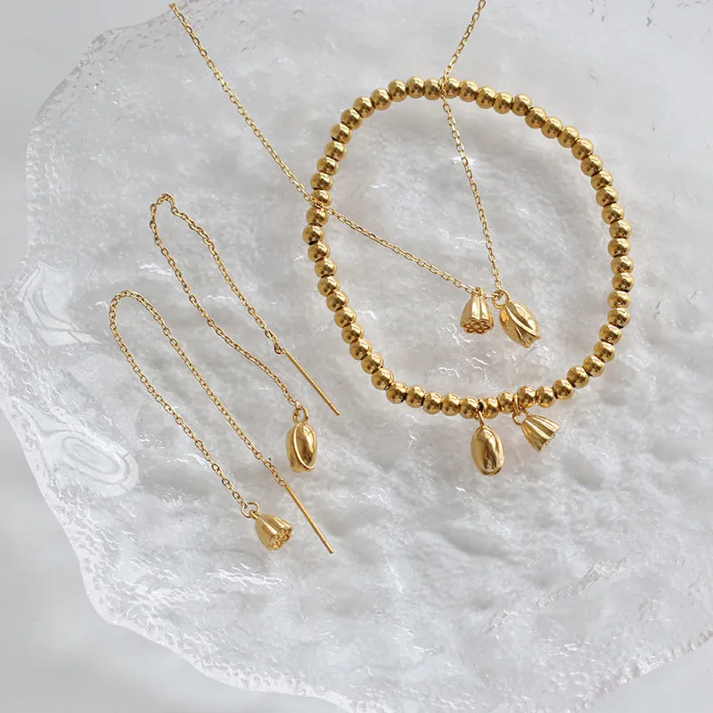 Lotus flower earrings and bracelet