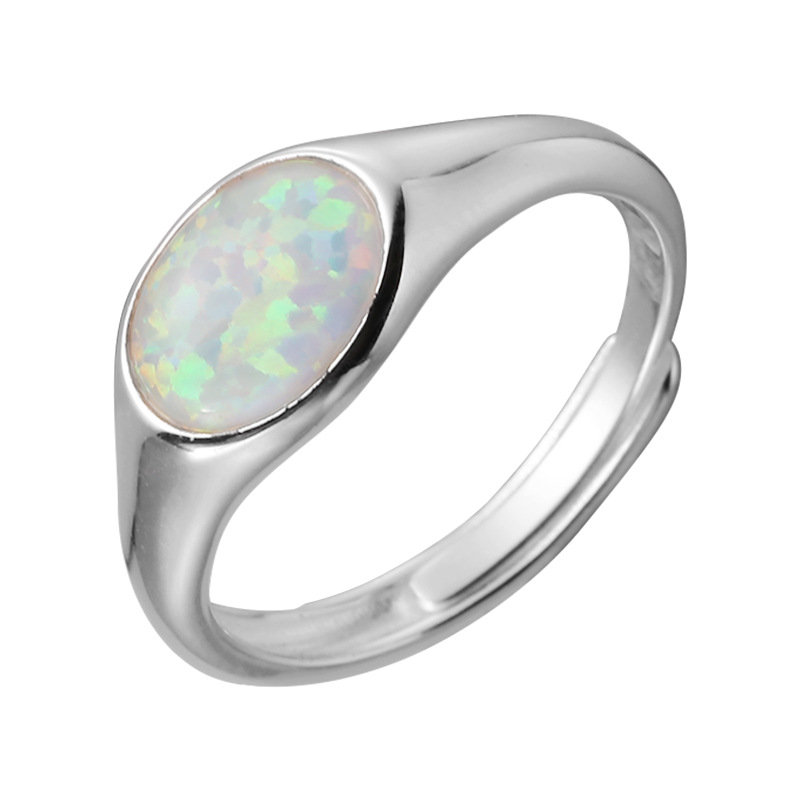 Dreamy Oval Opal: A Delicate Adjustable Ring for a Touch of K-Fashion