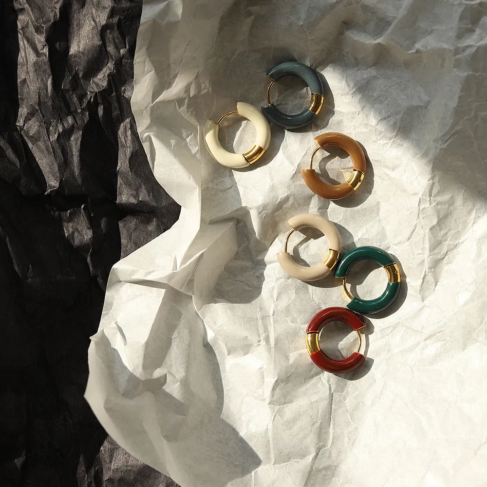Enamel chunky hoop earrings