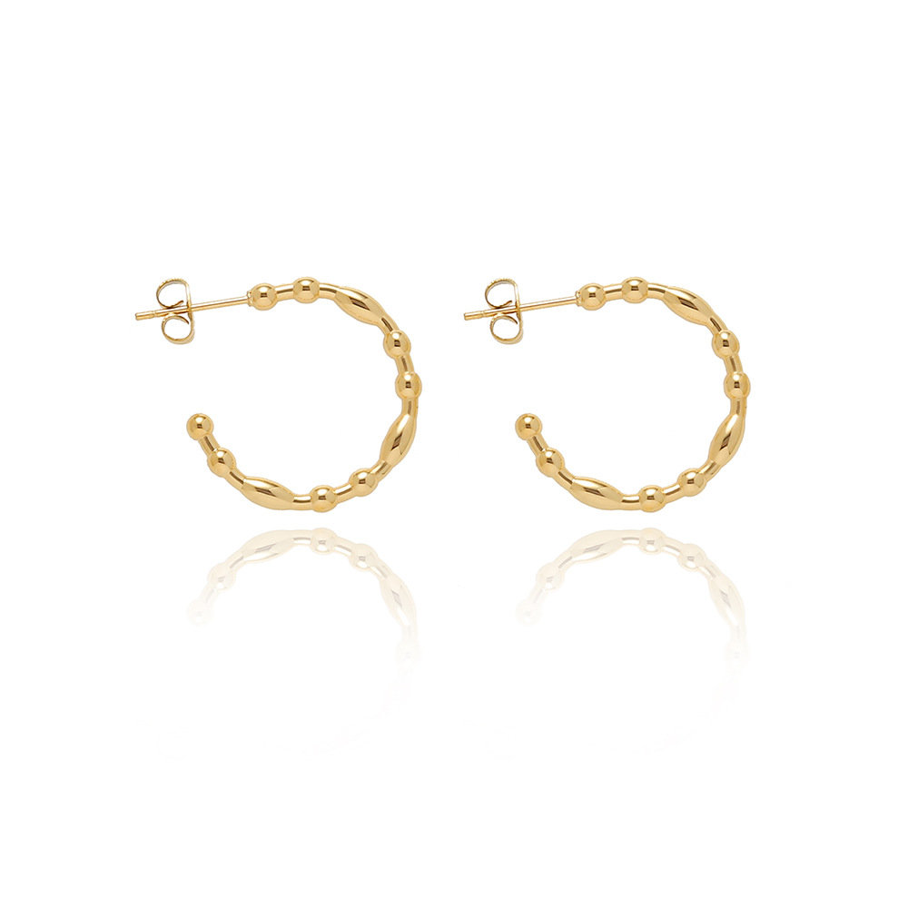 Rice bead C shape earrings