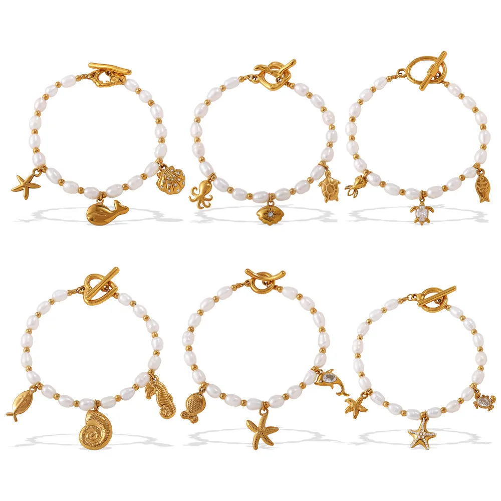 Stainless Steel Dolphin Pearl Bracelet – Ocean Jewelry Collection