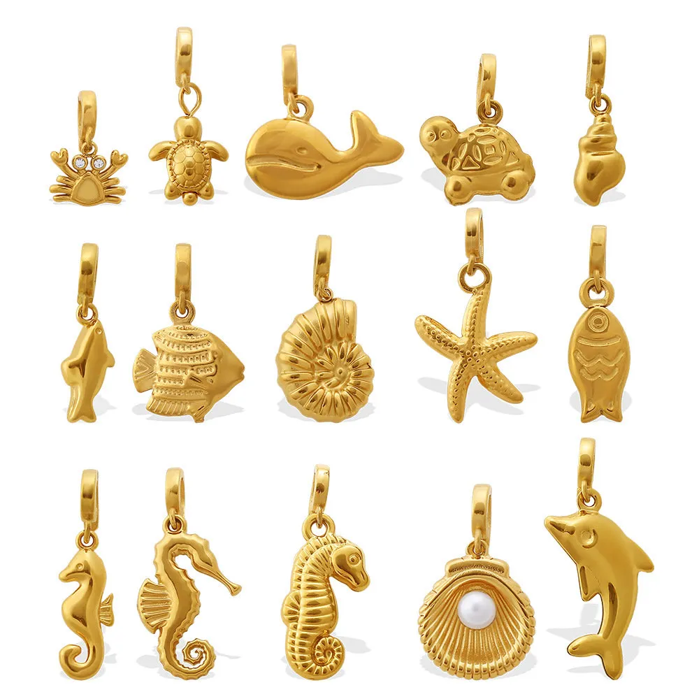 Ocean Stainless Steel Charms Wholesale | Shell Starfish Seahorse Whale DIY charm