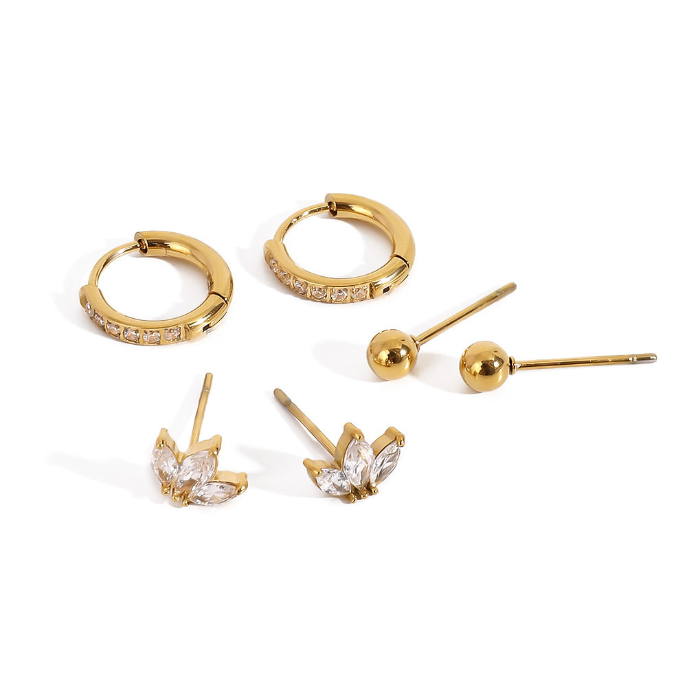 lotus stud diamond hoop cz stud earrings stack earrings