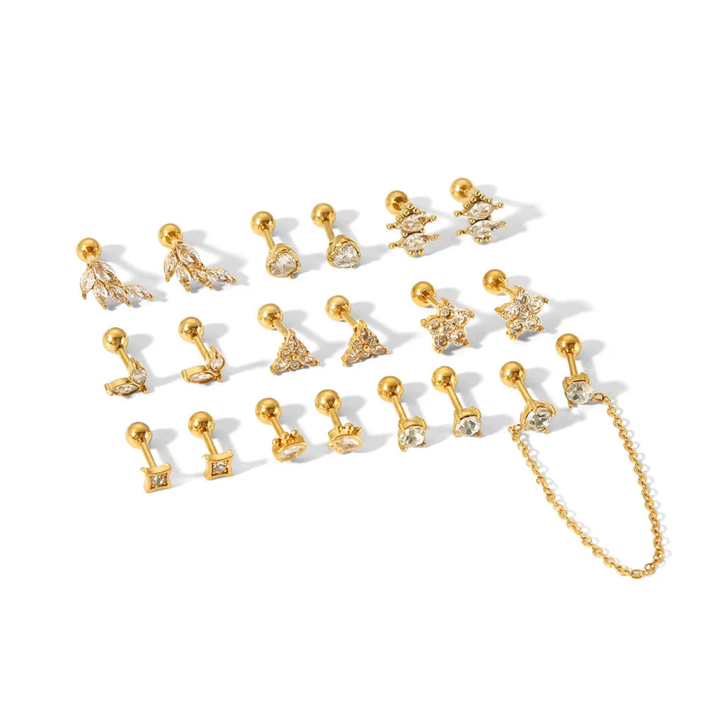 mini stud stack earrings stainless steel