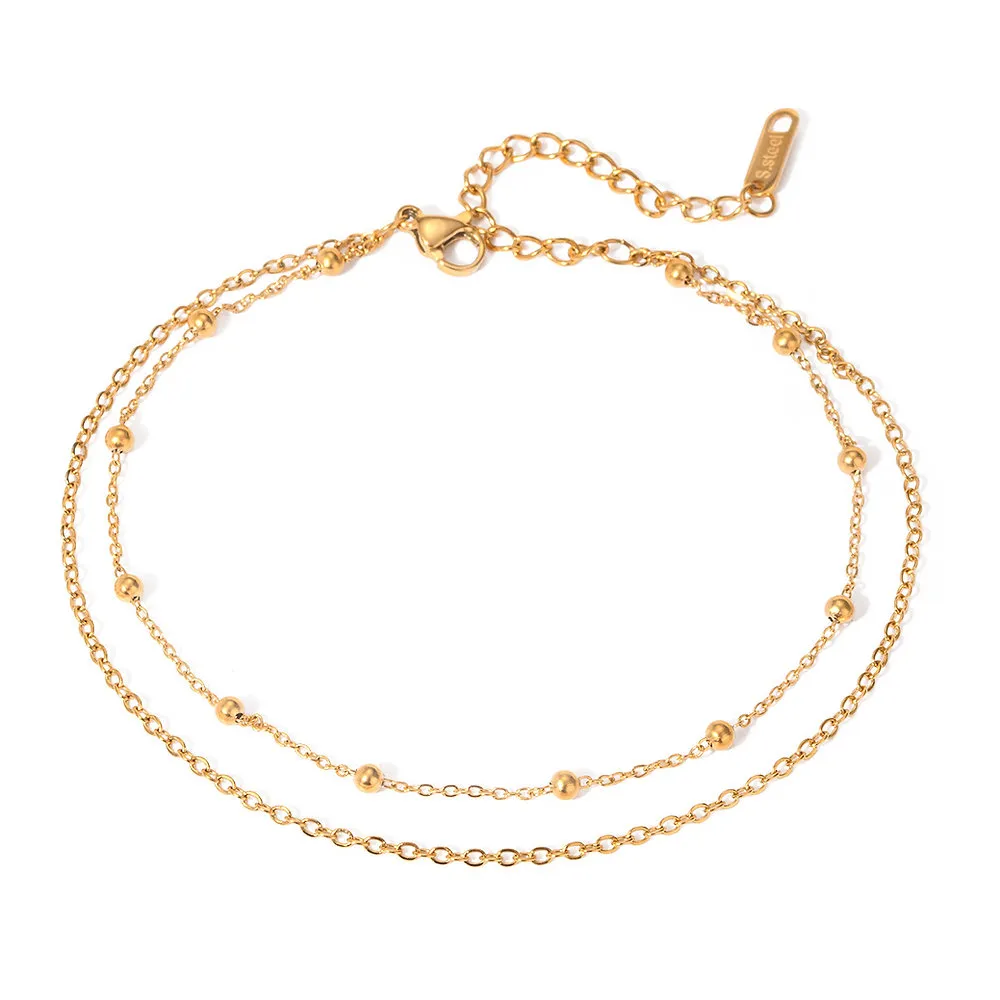 simple design beads double layer anklets