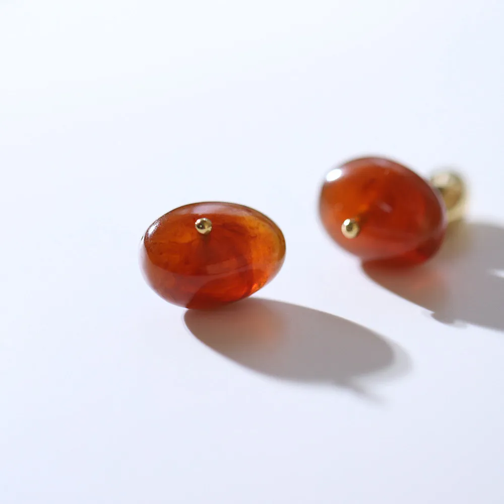Irregular oval stone earrings