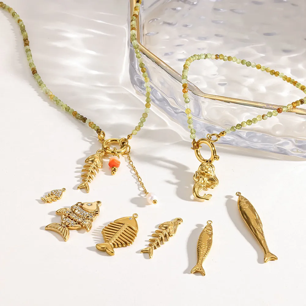 Ocean Fish Natural Stone Beaded Necklace & Bracelet Collection