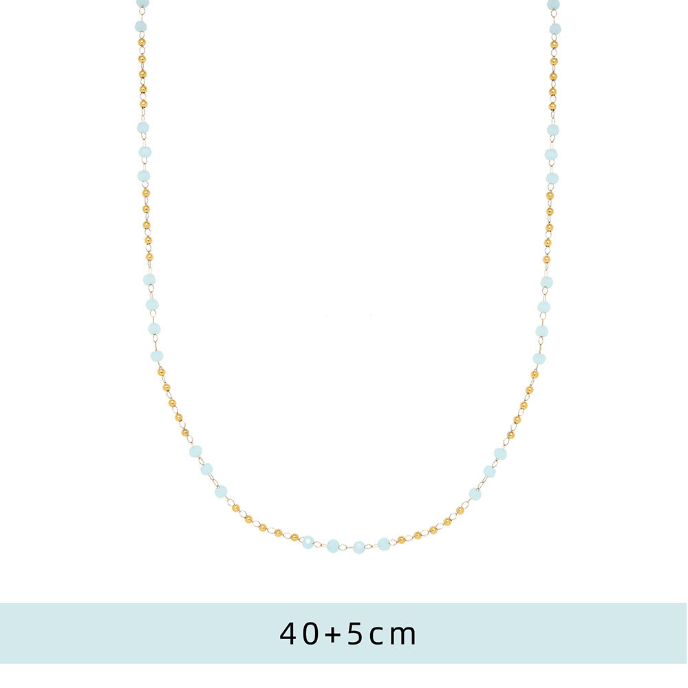 Golden bead and baby blue bead necklace