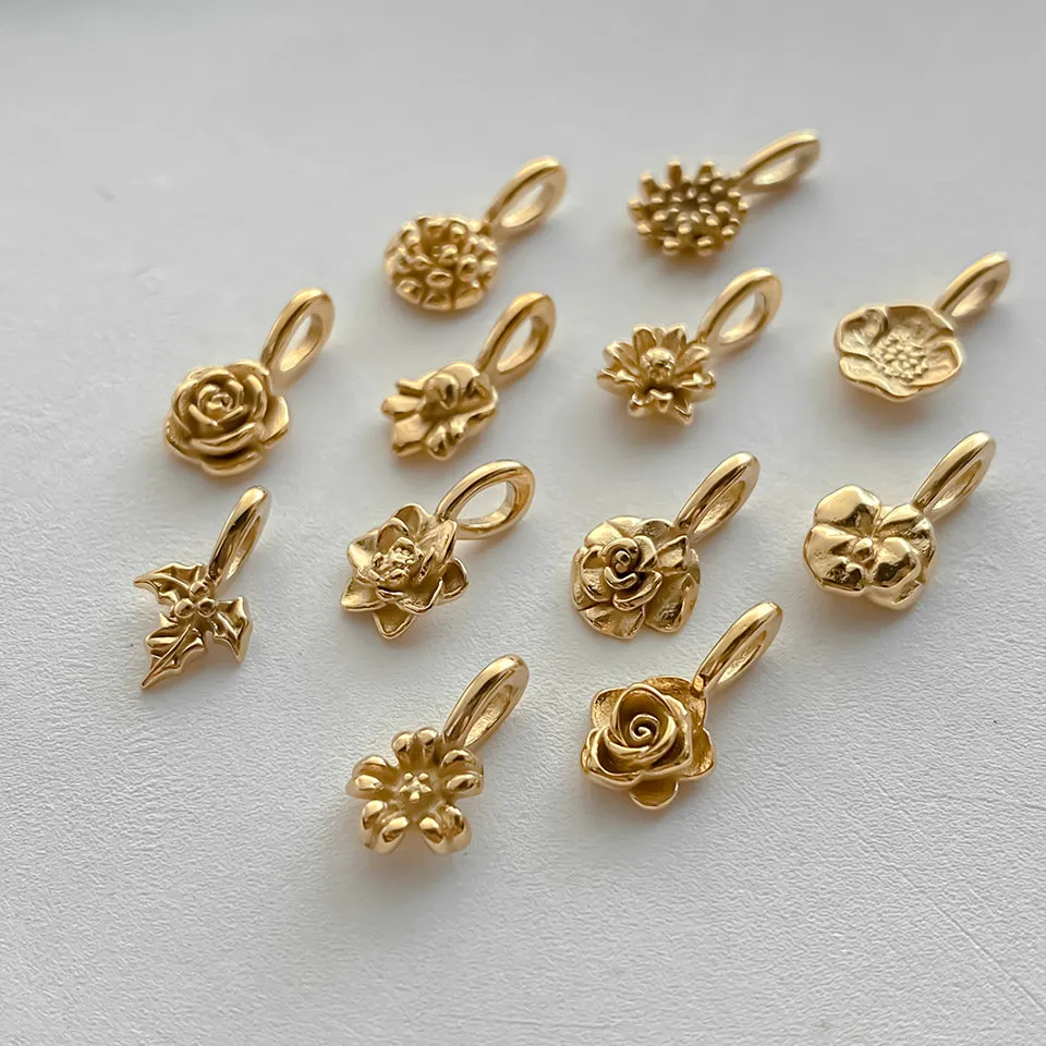 Minimalist New Arrival Birth Flower Charms DIY Jewelry necklace pendant