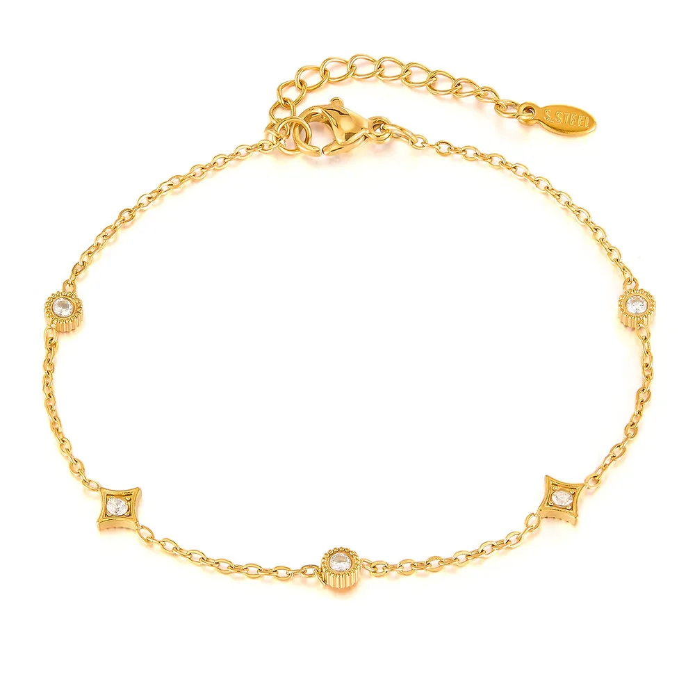 Dainty Style Stainless Steel Zircon Bracelet – Adjustable | Custom Logo Availabl
