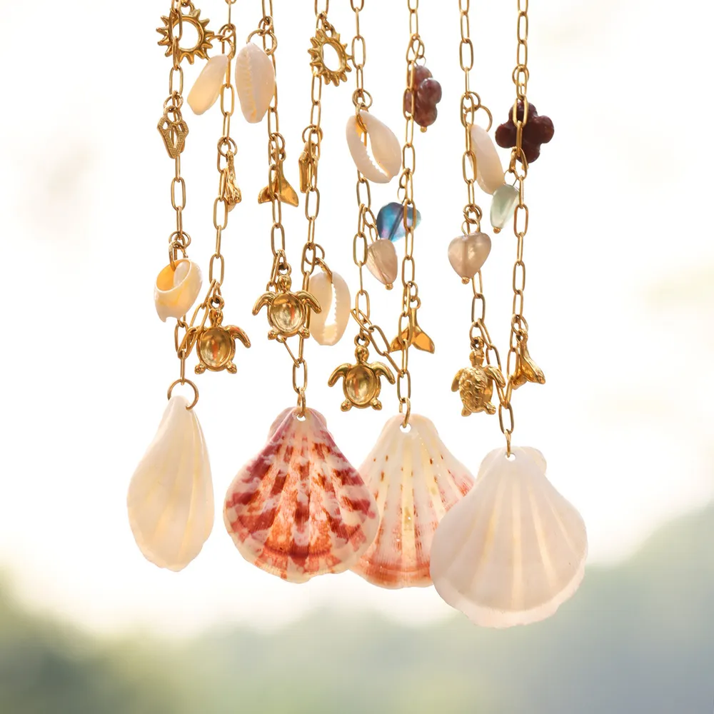 PVD gold plated stainless steel ocean-inspired necklace for brands