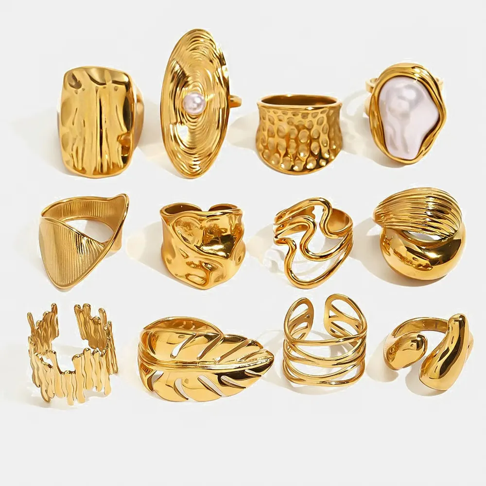 stainless steel jewelry ring with different texture