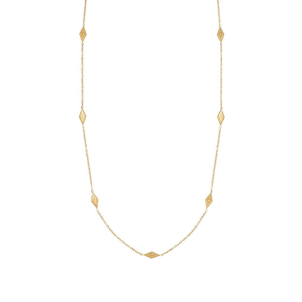 Nepal-Inspired Geometric Pendant Necklace – 18K Gold Plated Stainless Steel