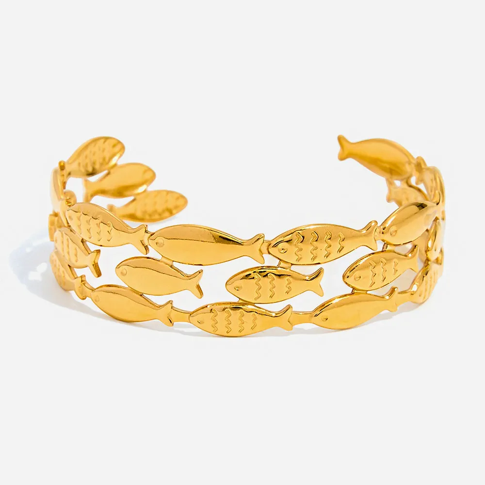 316L Stainless Steel Ocean Fish Bracelet | PVD Gold OEM Jewelry