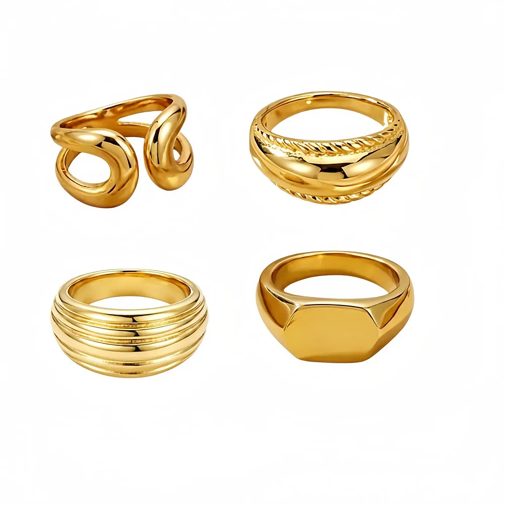 Vintage Sculptural Wide Band Rings | Stainless Steel Custom Jewelry