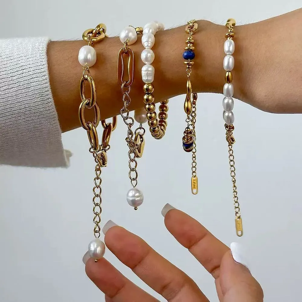 Pearl stainless steel jewelry combining natural pearls and 316L stainless steel