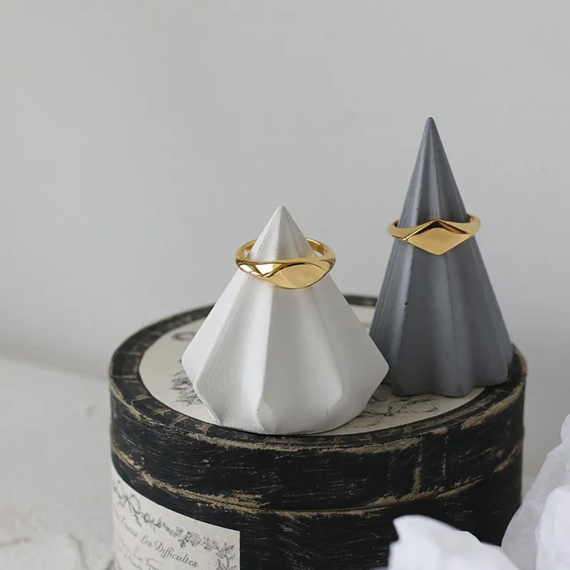 stainless steel rhombus signet ring