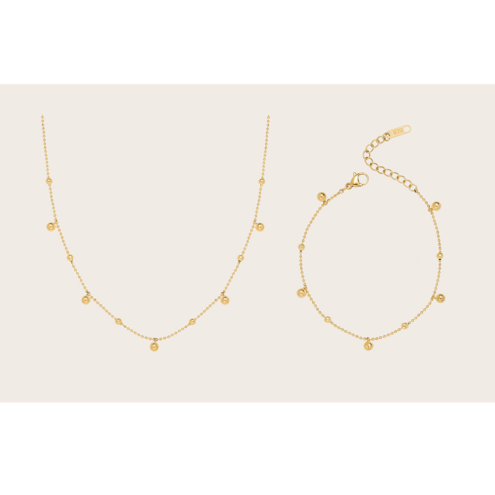 goldenbead and dots necklace and bracelet