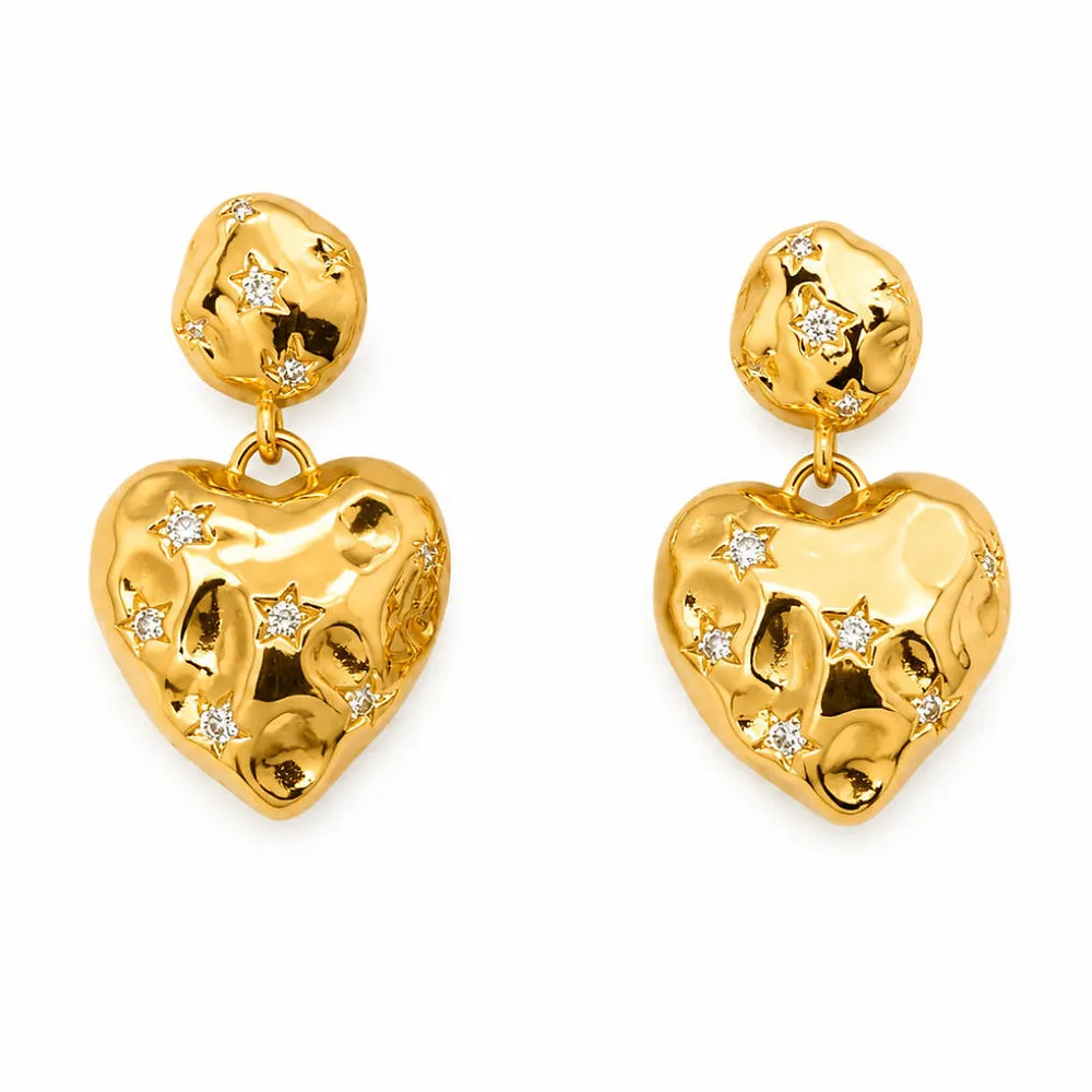 Organic Heart Drop Earrings | 316L Stainless Steel OEM Manufacturer