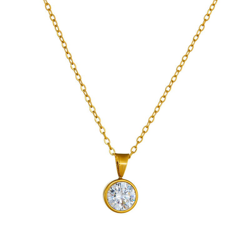 Cross-Border Exclusive Stainless Steel Polished Choker Necklace with Heart-Shape