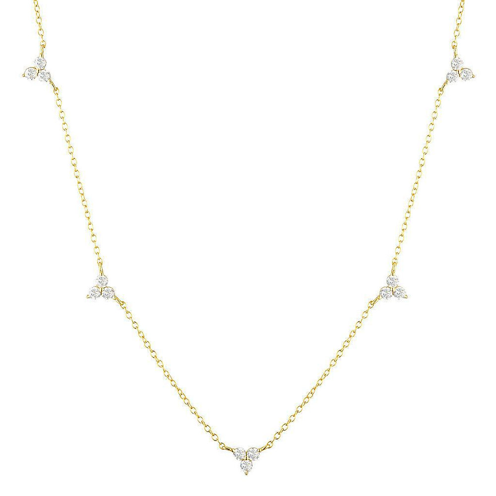 Dainty Layered Necklace with CZ Pendants – 18K Gold Plated Stainless Steel