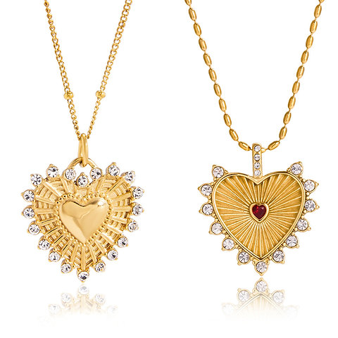 European Heart Pendant Necklace for Women | 316 Stainless Steel | PVD 18K Gold P