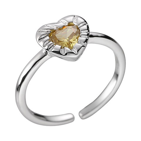 A Sweet Whimsical Heart: Textured Adjustable Ring in Sunny Yellow