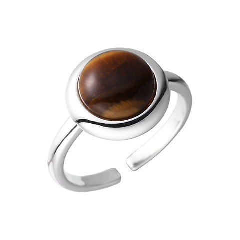 Amber-Toned Tiger's Eye Ring, Minimalist Adjustable Statement Piece
