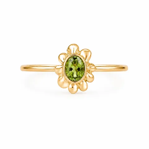 Organic Peridot Floral Open Ring | Custom Stainless Steel Ring Manufacturer