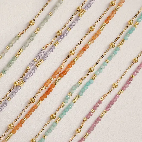 Bohemian Double-Layer Natural Stone Beaded Bracelet – Custom Logo | 16+5cm Adjus