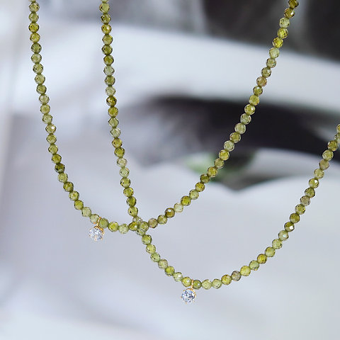 Green zirconia bead necklace