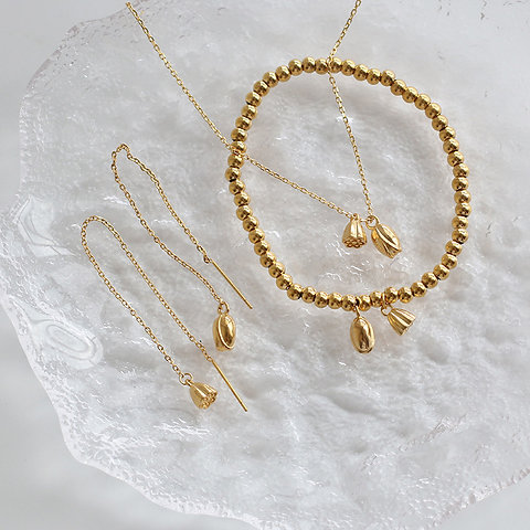 Lotus flower earrings and bracelet