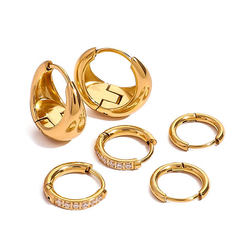 mini chunky hoop cz hoop classic hoop earrings stack earrings 3pairs one set