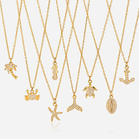 316L Stainless Steel Ocean Charm Necklace | 18K PVD Gold OEM Jewelry