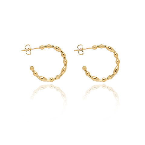 Rice bead C shape earrings