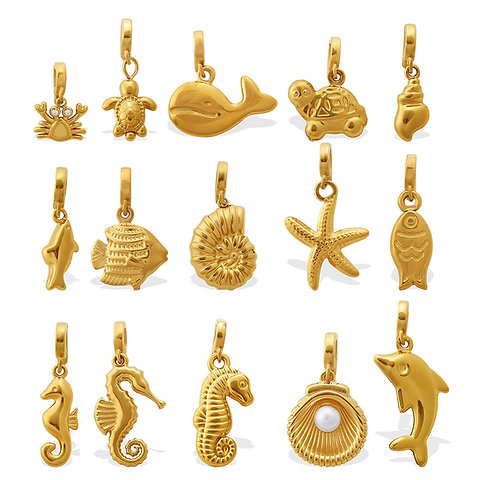 Ocean Stainless Steel Charms Wholesale | Shell Starfish Seahorse Whale DIY charm