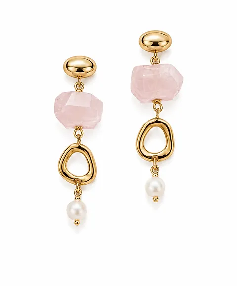 Custom Stainless Steel Earrings Manufacturer | Rose Quartz Drop Earrings OEM