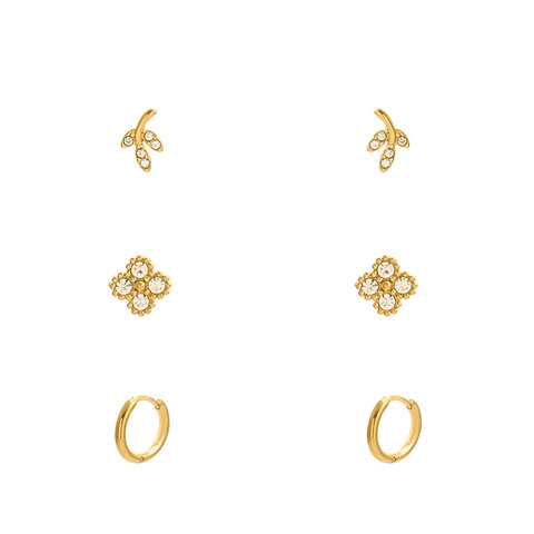 mini leaf stud flower stud mini hoop earrings