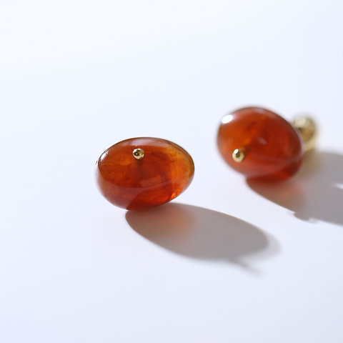 Irregular oval stone earrings