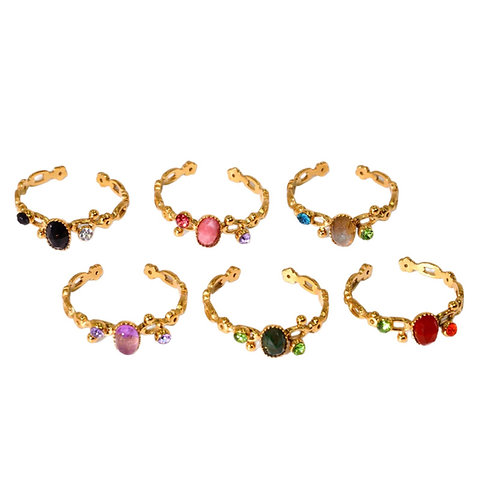 316L Stainless Steel Open Gemstone Ring | Custom OEM Jewelry Manufacturer