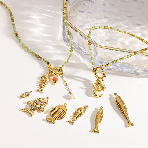 Ocean Fish Natural Stone Beaded Necklace & Bracelet Collection