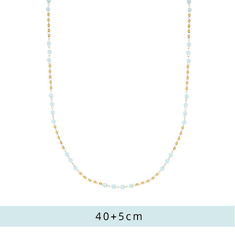 Golden bead and baby blue bead necklace