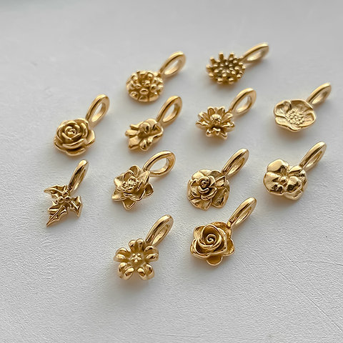 Minimalist New Arrival Birth Flower Charms DIY Jewelry necklace pendant