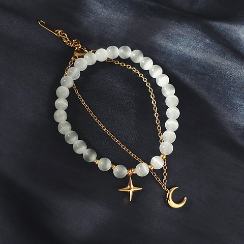 moon and star bead lucky bracelet