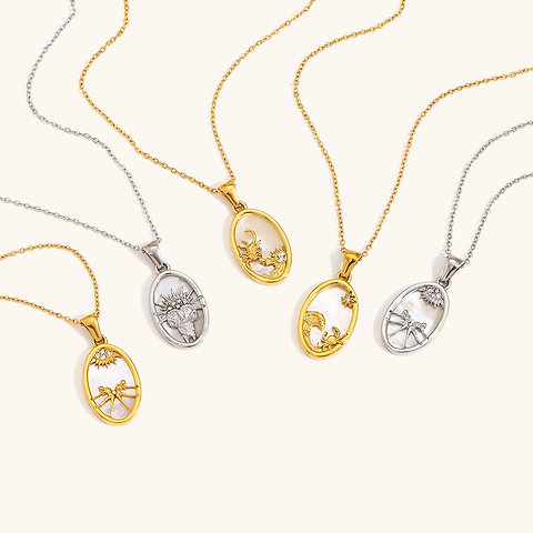 Zodiac Shell Pendant Necklace 18K Gold PVD-Plated Stainless steel necklace
