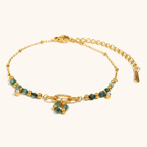 Chic Triple Ring Natural Stone Bracelet – French-Inspired & Unique Design