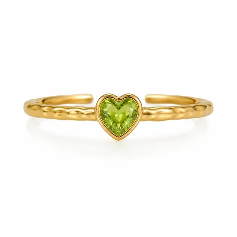Organic Heart gemstone peridot Open Ring | 316L Stainless Steel OEM Manufacturer